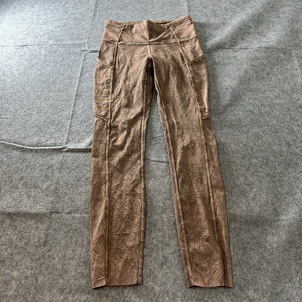Lululemon Legging Womens 4 Fast Free High Rise 25" Nulu Mauve Leaf Imprint